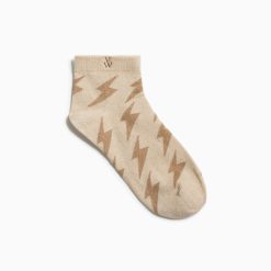 Vanessa Wu Chaussettes | Chaussettes Courtes Rachel Beiges A Eclairs Camel