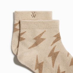 Vanessa Wu Chaussettes | Chaussettes Courtes Rachel Beiges A Eclairs Camel