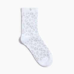 Vanessa Wu Chaussettes | Chaussettes Tara Blanc Et Leopard Argent