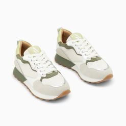 Vanessa Wu Sneakers | Baskets Margaux Gris Et Vert A Semelle Running