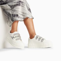 Vanessa Wu Sneakers | Baskets Eclair Eve Blanc Et Argent A Plateforme