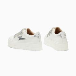 Vanessa Wu Sneakers | Baskets Eclair Eve Blanc Et Argent A Plateforme