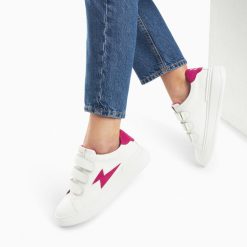 Vanessa Wu Sneakers | Baskets Eclair Fanny Blanc Et Fuchsia A Scratchs