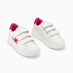 Vanessa Wu Sneakers | Baskets Eclair Fanny Blanc Et Fuchsia A Scratchs