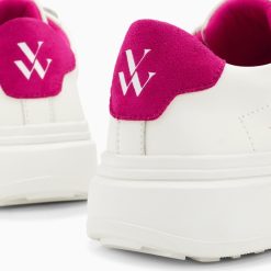 Vanessa Wu Sneakers | Baskets Eclair Fanny Blanc Et Fuchsia A Scratchs