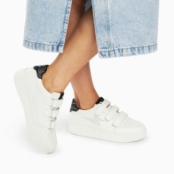 Vanessa Wu Sneakers | Baskets Eclair Damia Blanc Et Noir Imprime Zebre A Scratchs