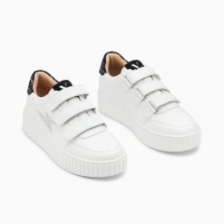 Vanessa Wu Sneakers | Baskets Eclair Damia Blanc Et Noir Imprime Zebre A Scratchs