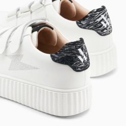 Vanessa Wu Sneakers | Baskets Eclair Damia Blanc Et Noir Imprime Zebre A Scratchs