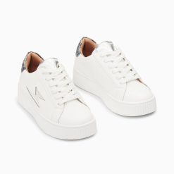 Vanessa Wu Sneakers | Baskets Eclair Joy Blanc Et Argent A Lacets