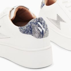 Vanessa Wu Sneakers | Baskets Eclair Joy Blanc Et Argent A Lacets