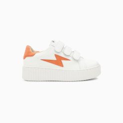 Vanessa Wu Sneakers | Baskets Eclair Mini Vicky Blanc Et Orange A Scratchs