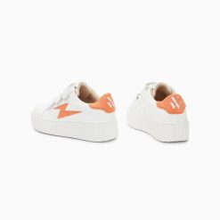 Vanessa Wu Sneakers | Baskets Eclair Mini Vicky Blanc Et Orange A Scratchs