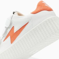 Vanessa Wu Sneakers | Baskets Eclair Mini Vicky Blanc Et Orange A Scratchs