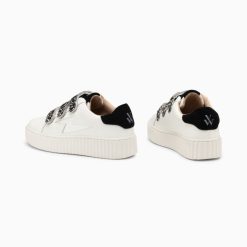 Vanessa Wu Sneakers | Baskets Eclair Lyanna Blanc Et Argent A Scratchs Leopard Noirs