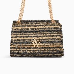 Vanessa Wu Sacs | Sac A Main Naomi Noir Et Beige A Chaine