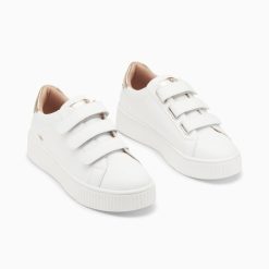 Vanessa Wu Sneakers | Baskets Mini Eclair Solange Blanc Et Or A Scratchs