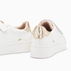 Vanessa Wu Sneakers | Baskets Mini Eclair Solange Blanc Et Or A Scratchs