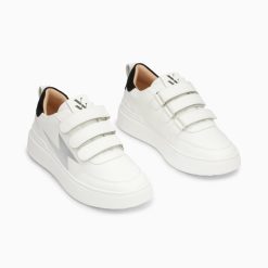 Vanessa Wu Sneakers | Baskets Eclair Lison Blanc Et Noir A Scratchs