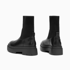 Vanessa Wu Bottines | Bottines Chaussettes Elisa Noires A Plateforme Crantee