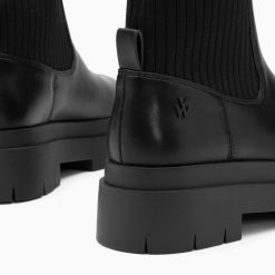 Vanessa Wu Bottines | Bottines Chaussettes Elisa Noires A Plateforme Crantee