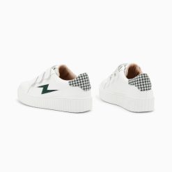 Vanessa Wu Sneakers | Baskets Eclair Sansa Blanc Et Vert Pied-De-Poule A Scratchs