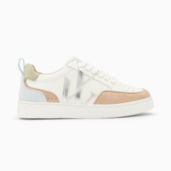 Vanessa Wu Sneakers | Baskets Monogramme Joyce Pastel Et Argent