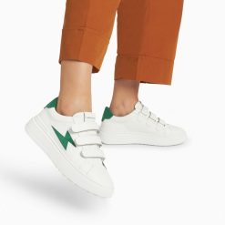 Vanessa Wu Sneakers | Baskets Eclair Fanny Blanc Et Vert A Scratchs