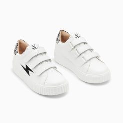 Vanessa Wu Sneakers | Baskets Eclair Sansa Blanc Et Noir Pied-De-Poule A Scratchs