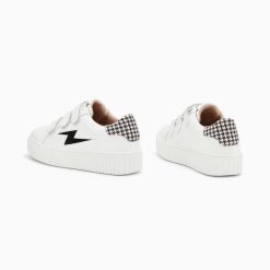 Vanessa Wu Sneakers | Baskets Eclair Sansa Blanc Et Noir Pied-De-Poule A Scratchs