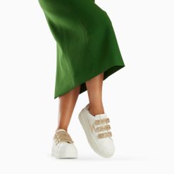 Vanessa Wu Sneakers | Baskets Eclair Eve Blanc Et Or A Plateforme