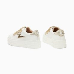 Vanessa Wu Sneakers | Baskets Eclair Eve Blanc Et Or A Plateforme