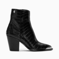 Vanessa Wu Bottines | Bottines Santiags Jenn Noir Croco A Talon