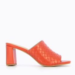 Vanessa Wu Sandales A Talon, Compensees | Mules A Talon Melaurie Rouge Effet Tresse