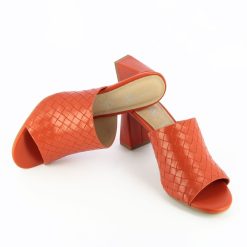 Vanessa Wu Sandales A Talon, Compensees | Mules A Talon Melaurie Rouge Effet Tresse