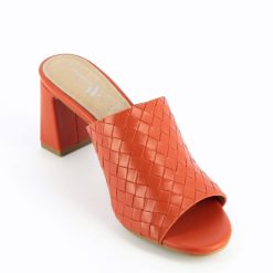 Vanessa Wu Sandales A Talon, Compensees | Mules A Talon Melaurie Rouge Effet Tresse