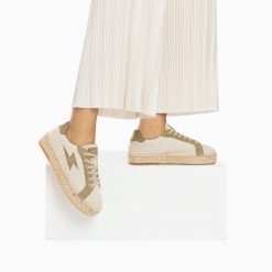 Vanessa Wu Sneakers | Baskets Eclair April Beige Et Kaki A Semelle Espadrille