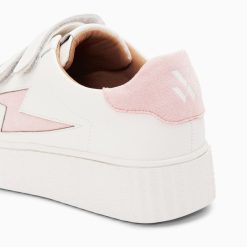 Vanessa Wu Sneakers | Baskets Eclair Vicky Blanc Et Rose A Scratchs