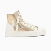 Vanessa Wu Sneakers | Baskets Monogramme Pina Montantes Or Et Blanc