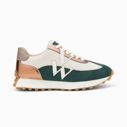 Vanessa Wu Sneakers | Baskets Monogramme Pia Ivoire Et Vert A Semelle Running