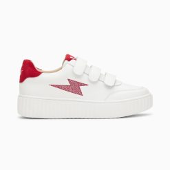 Vanessa Wu Sneakers | Baskets Eclair Damia Blanc Et Rouge A Scratchs