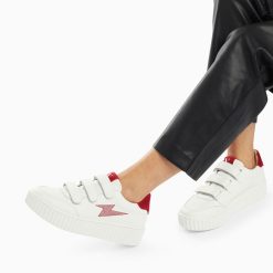 Vanessa Wu Sneakers | Baskets Eclair Damia Blanc Et Rouge A Scratchs