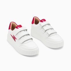 Vanessa Wu Sneakers | Baskets Eclair Damia Blanc Et Rouge A Scratchs