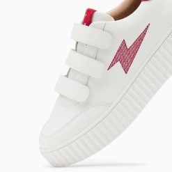 Vanessa Wu Sneakers | Baskets Eclair Damia Blanc Et Rouge A Scratchs