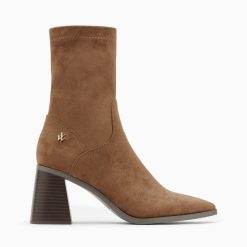 Vanessa Wu Bottines | Bottines Chaussettes Alizee Marron A Talon Trapeze