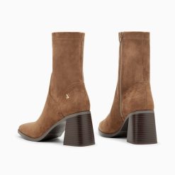 Vanessa Wu Bottines | Bottines Chaussettes Alizee Marron A Talon Trapeze