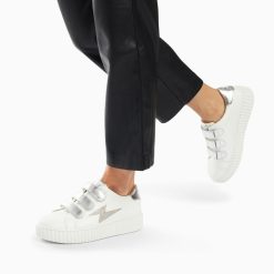 Vanessa Wu Sneakers | Baskets Eclair Kandia Blanc Et Argent A Scratchs