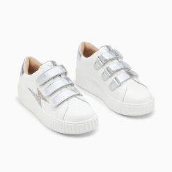 Vanessa Wu Sneakers | Baskets Eclair Kandia Blanc Et Argent A Scratchs