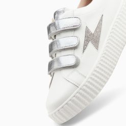 Vanessa Wu Sneakers | Baskets Eclair Kandia Blanc Et Argent A Scratchs