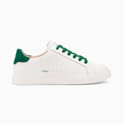 Vanessa Wu Sneakers | Baskets Steph Blanc Et Vert Sapin A Lacets