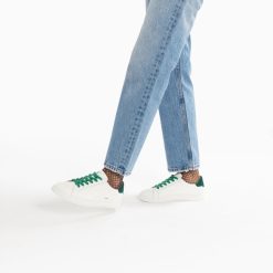 Vanessa Wu Sneakers | Baskets Steph Blanc Et Vert Sapin A Lacets